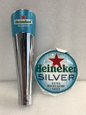 Heineken Silver Beer Tap Handle And Pump Badge Set Pub Bar Collectable