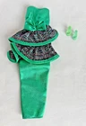 Vintage 60's Barbie Fashion Green Satin Glitery Party Dress 1960s + Shoes