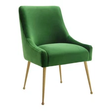 Maklaine Modern 19" Transitional Velvet Side Chair in Green Finish