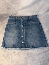 Wonder Nation Girls XL 14-16 Button Front Denim Skirt Raw Hem Pockets