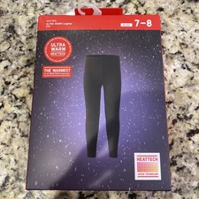 UNIQLO HEATTECH ULTRA WARM LEGGINGS KIDS BLACK 7-8 NEW