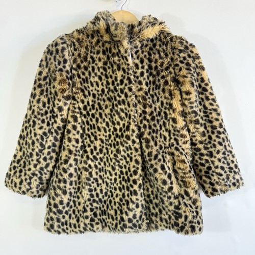 Crewcuts J. Crew Girls Medium 8 Faux Leopard Fur Hooded Jacket Coat