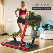 2-in-1 Folding Treadmill 2.25HP Jogging Exercise Machine W/ LED Display Red