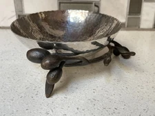 Michael Aram Olive Branch 5" Bowl Trinket Dish - Hammered Stainless Steel