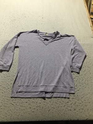 Cupio Sweatshirt Womens L Large Light Purple V Neck Strappy Long Slv Split Tail