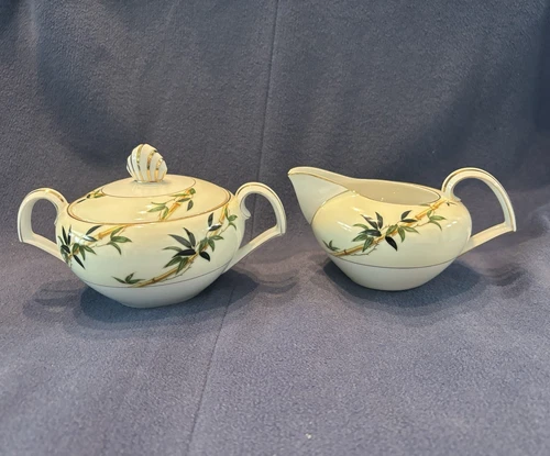 Vintage Kent China Bali Hai Creamer and Covered Sugar Bowl Japan