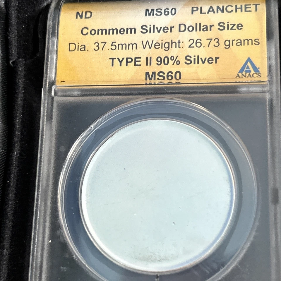 ND Commemorative Silver Dollar Size 90% Silver Type II BLANK Planchet ANACS MS60 - Image 3 of 4