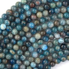 6mm natural blue apatite round beads 15.5" strand S2