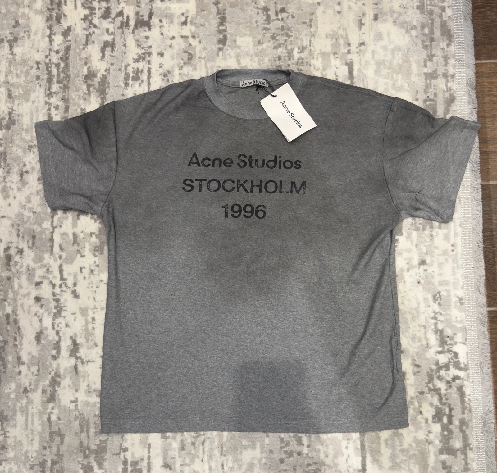 Acne Studios 1996 Rhinestone Distressed Tshirt Cotton Grey Shirt Medium