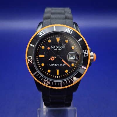 Sportliche Madison Candy Time Herren Uhr - Schwarz & Orange