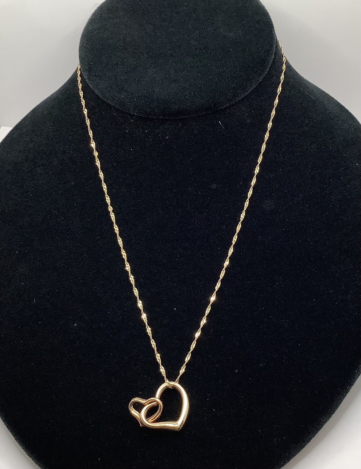 Signed OR 14K  Interlocking Puffy Double Heart Dr… - image 2