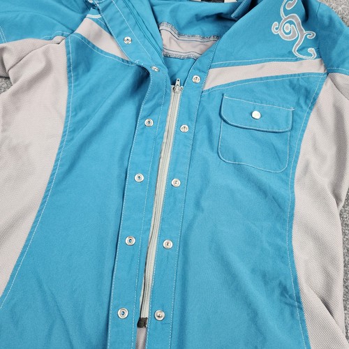 Club Ride Damen L Western Pearl Snap Radfahren Reiten Reitsport Shirt Mesh blau - Bild 6 von 13