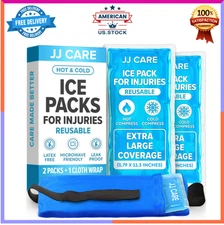 Soft Reusable Ice Pack with Strap, 2 Pack for Knee, Back, Neck, Injury