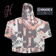 NWT Women’s HOOEY Hoodie Geometric Aztec Pink Pullover Southwest Cowgirl XL NEW
