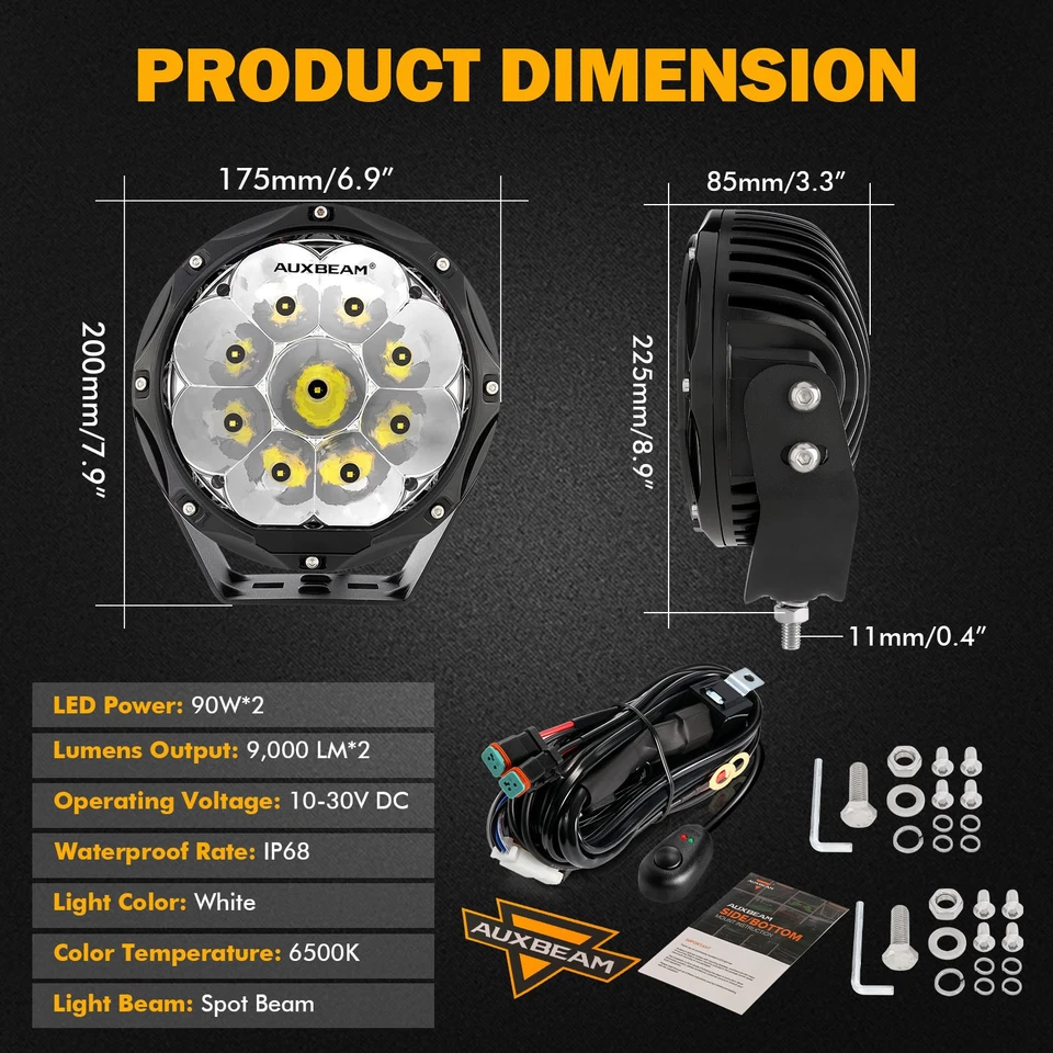 7"inch Round LED Driving Head Light Bar+DT Wiring For Dodge Ram 1500 2500 3500 - Image 2 of 4