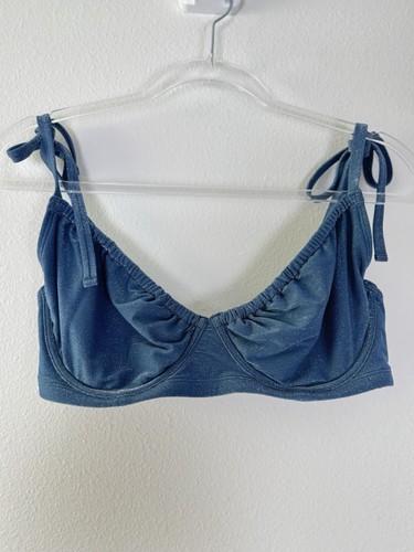 Abercrombie & Fitch Curve Love Bikini Top Women’s Medium Blue Shimmer Underwire