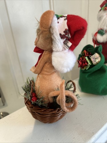 Lot of 2 ANNALEE Christmas Mouse in Basket-Santa w/Presents 75th Anniversary - Picture 4 of 7