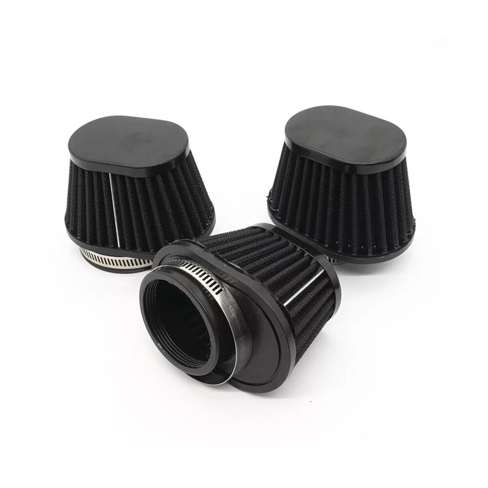 Filtro de aire ovalado de rendimiento negro 54/55 mm para Honda CB 650 750 900 1000 4 PIEZAS Foto 2 de 4
