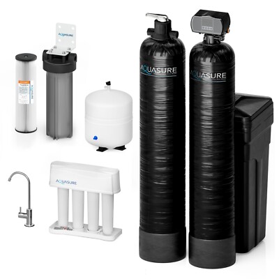 Aquasure Water Softener, Whole House Water Filtration, RO system, 48,000 Grains