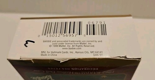 2000 Hallmark Keepsake Barbie 1962 Black Hatbox Doll Case Christmas Ornament New - Picture 9 of 10