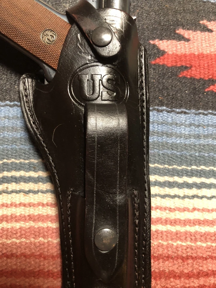 Ruger Mark I II III IV Black Leather Holster w Mag Pouch for 5.5 MK Standard US - Image 2 of 4