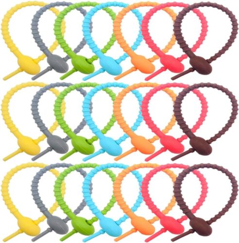 21 PCS Reusable Silicone Cable Clips - Cord Ties for Cable & Food Storage - NEW