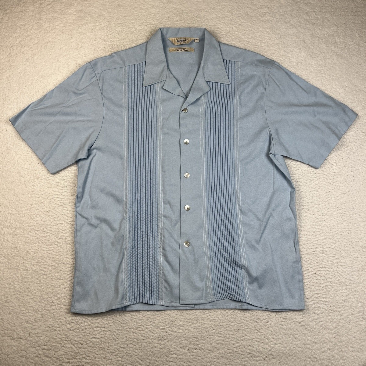 Da Vinci Charlie Sheen 半袖シャツ XXL DaVinci Mens Charlie Sheen Short Sleeve Button Down Shirt