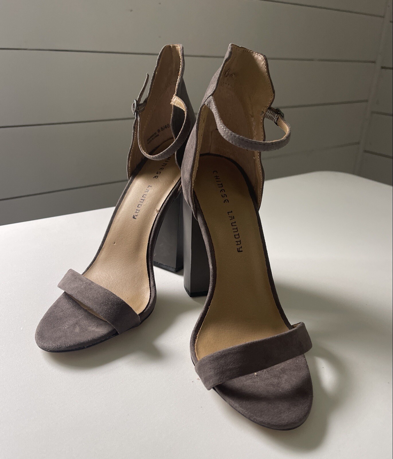 Chinese Laundry Women's Seabreeze Suede Ankle Strap 5 Inch Block Heels Size  9.5 | eBay