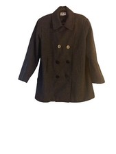 Women's Mdp Mario De Pinto Charcoal Gray Pea Coat Wool Jacket M/l? Made In Usa