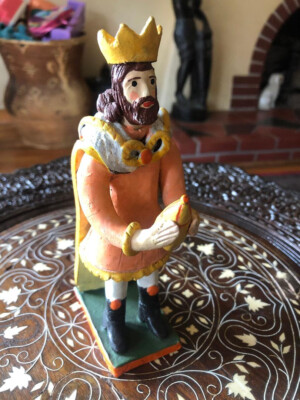 Vintage Estremoz Portugal King Wise Man Nativity Clay Figurine 7'' Repaired