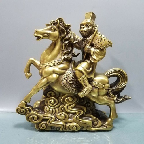 12'' brass copper casting china feng shui promotion prosperity monkey on horse - 第 1/9 張圖片