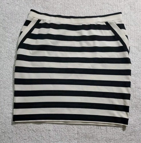 Elle Size XL Black White Stretchy Pockets Beachy Summery Short Pencil Skirt - Picture 2 of 10