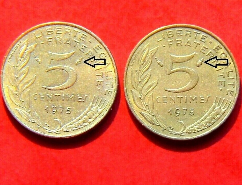 Lot 2 pièces differentes 5 centimes Marianne 1975 voir l'annonce et photo - Photo 1/1