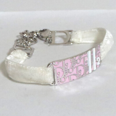 Auth Christian Dior Pink Trotter Bracelet Silvertone White Auth Christian Dior Pink Trotter Bracelet Silvertone White