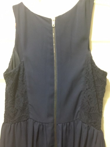My Michelle Women’s Fit & Flare Dress Size 9 Embroidered Sleeveless Navy Blue - Picture 4 of 6