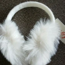 CAT & JACK Brand Youth Child Cream Colored Faux Fur  Ear Muffs with Silver Stars