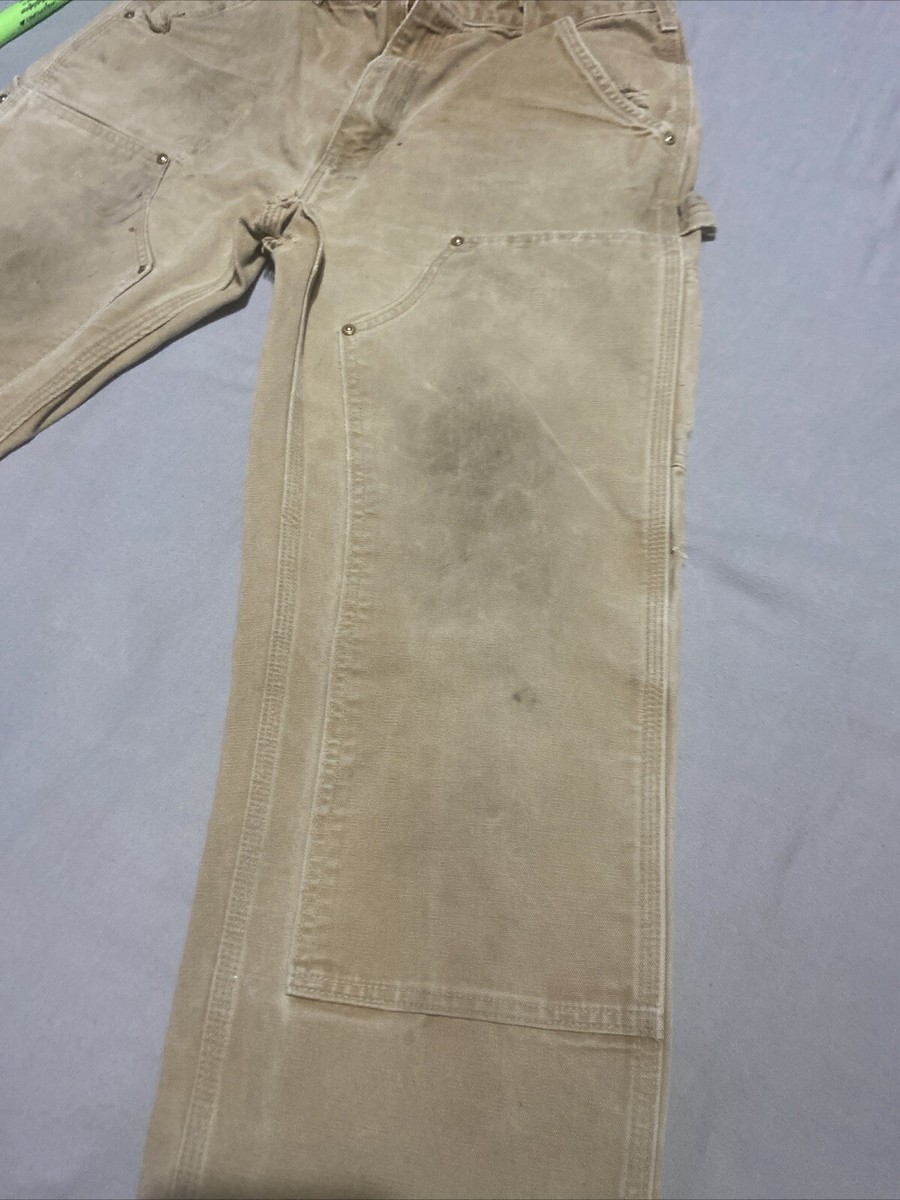 VTG Carhartt Pants Mens 30x30 Double Knee Canvas USA Made B01 BRN