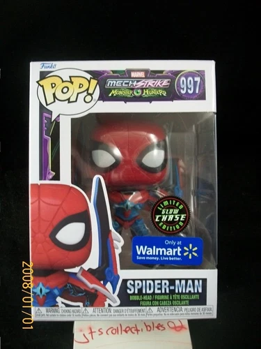 Funko Pop Marvel Mech Strike Monster #997 Spider-Man Variante Glow Chase Difícil de Encontrar SP