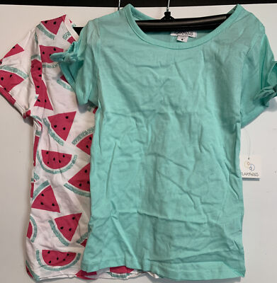 Flapdoodles Girl's T-Shirt Set Of 2, Aqua, 6