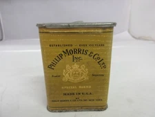 VINTAGE ADVERTISING  EMPTY PHILIP MORRIS VERTICAL POCKET TOBACCO TIN   M-128