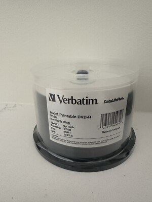 Verbatim Inkjet Printable DVD+R Discs 4.7GB 16x Spindle White 50/Pack 94917
