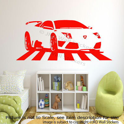 Rennwagen Wandaufkleber, Sportwagen Wandbild Aufkleber, Supercar Vinyl Aufkleber Dekor