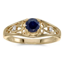 14k Yellow Gold Round Sapphire And Diamond Ring (CM-RM2587X-09)