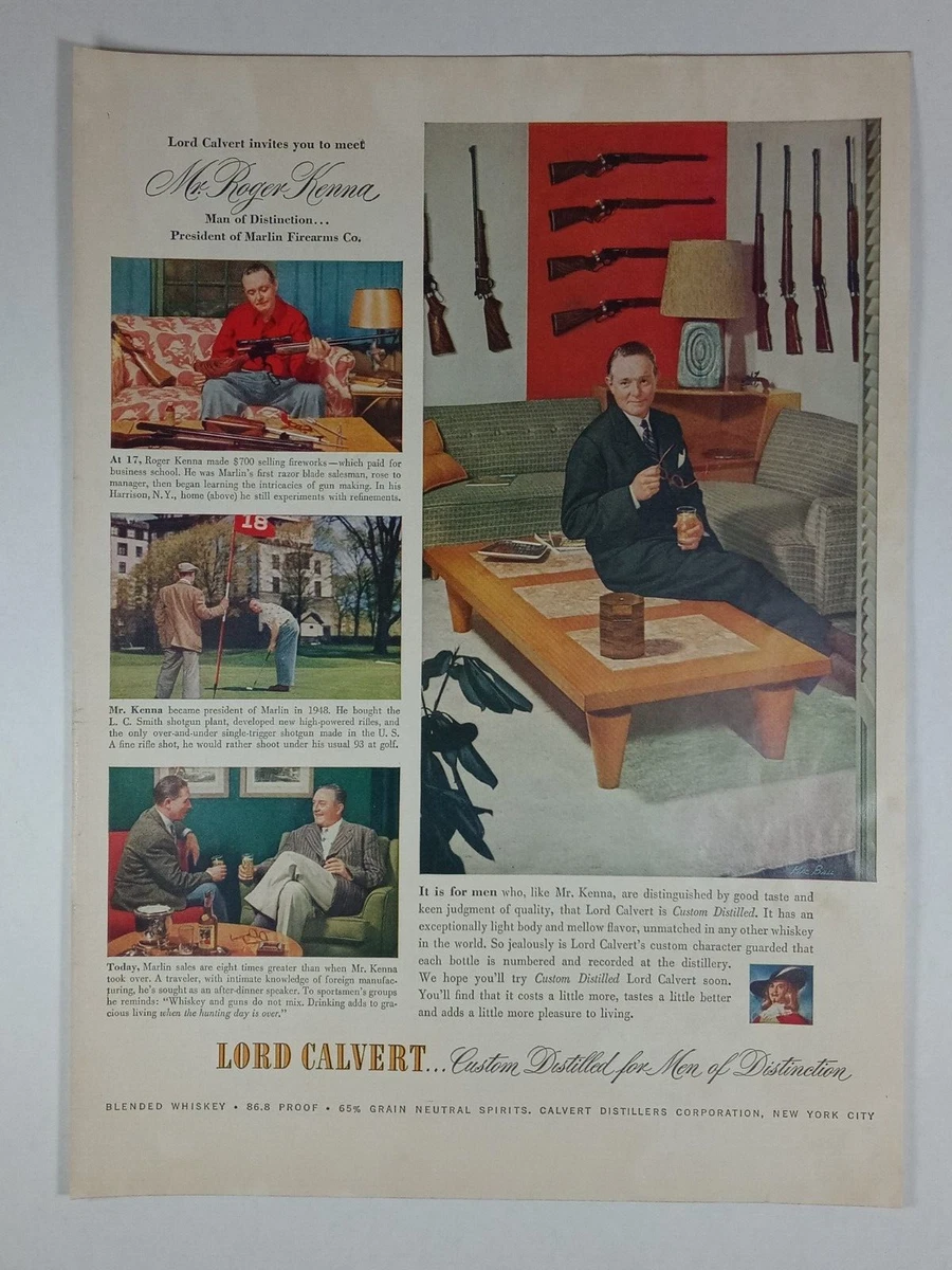 1950's Lord Calvert Whiskey Men Distinction Guns Vintage