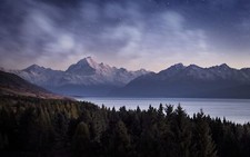Landscape nature trees forest mountains evening water Custom Gaming Mat Desk