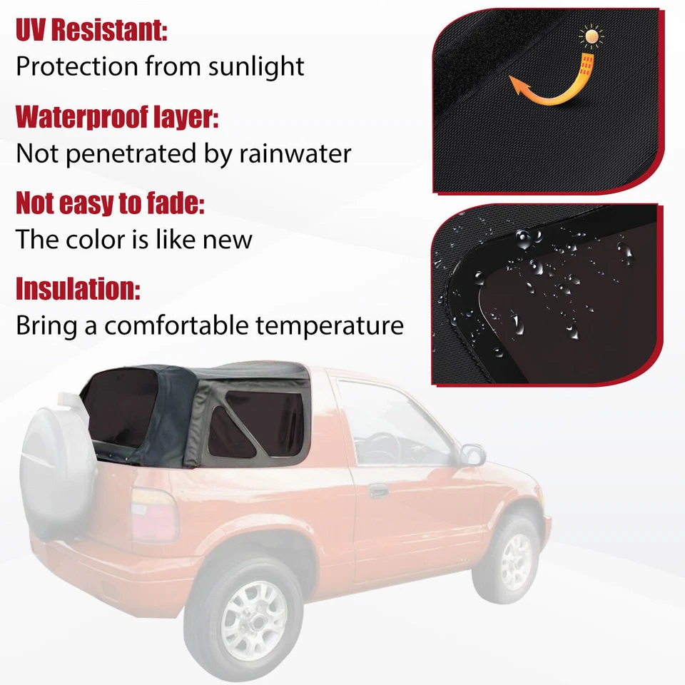 Repuesto convertible techo blando y ventana de plástico negro para Kia Sportage 1996-02 Foto 4 de 4