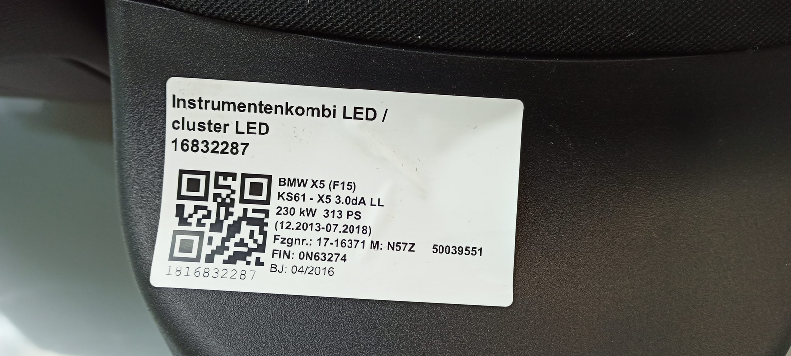 BMW OEM Dashboard Armaturenbrett HUD schwarz/mokka 9298603 0N63274  