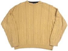 Vintage Chaps Ralph Lauren Cable-Knit Yellow USA Crewneck Sweater Men  s Size L
