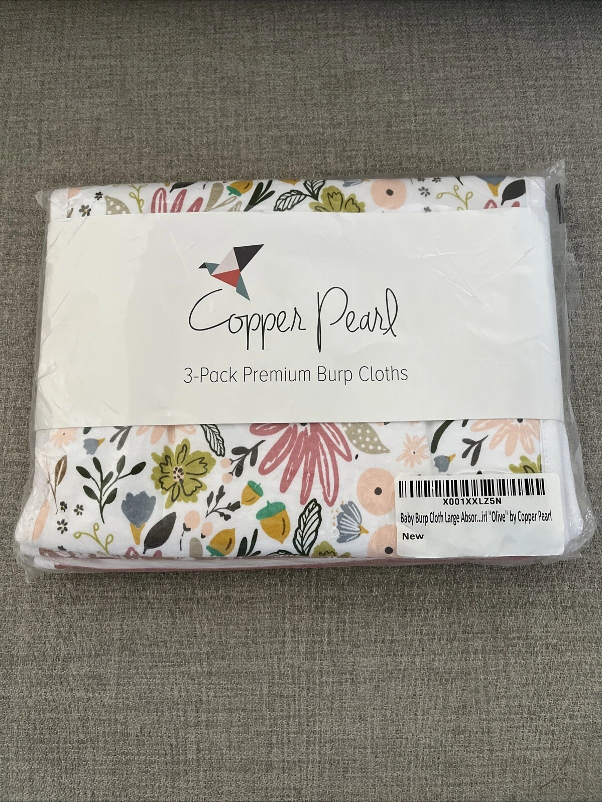 Copper Pearl Olive Burp Cloth Set New In Package