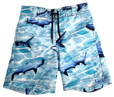 Gymboree Infant Shark Swim Trunks 12-18M Blue Water Print Board Shorts Lined